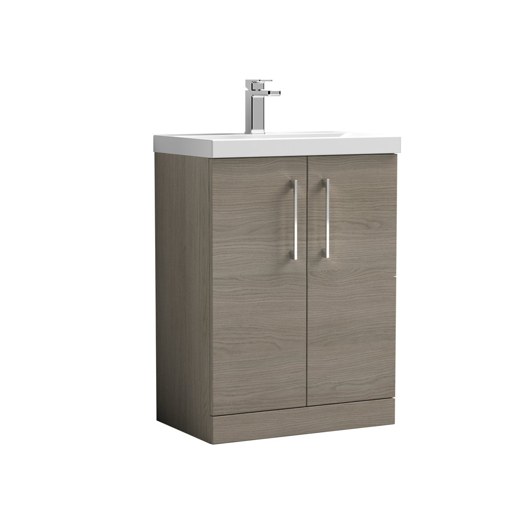 Nuie Arno 610mm Wall Hung Single Vanity Solace Oak 850mm H X 610mm W X 395mm D